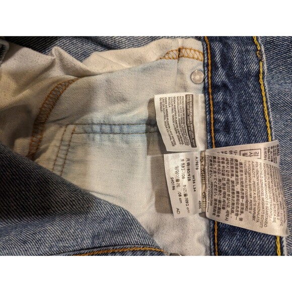 Levi's 505 Straight Leg Denim Blue Jeans Mid Wash 36 X 34 - Picture 10 of 11